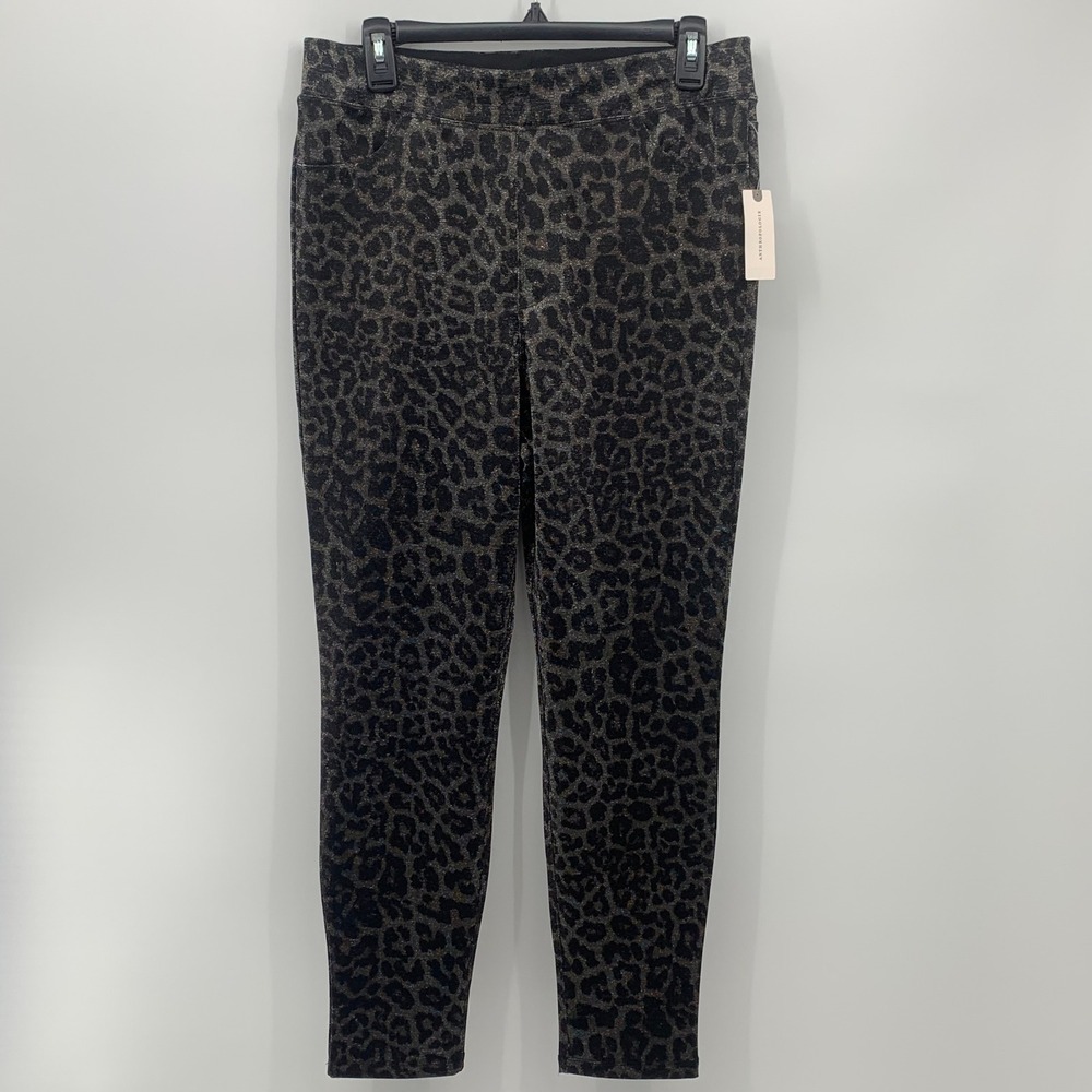 Sanctuary x Anthropologie Runway Shimmer Leopard Leggings Pants L NWT Metallic